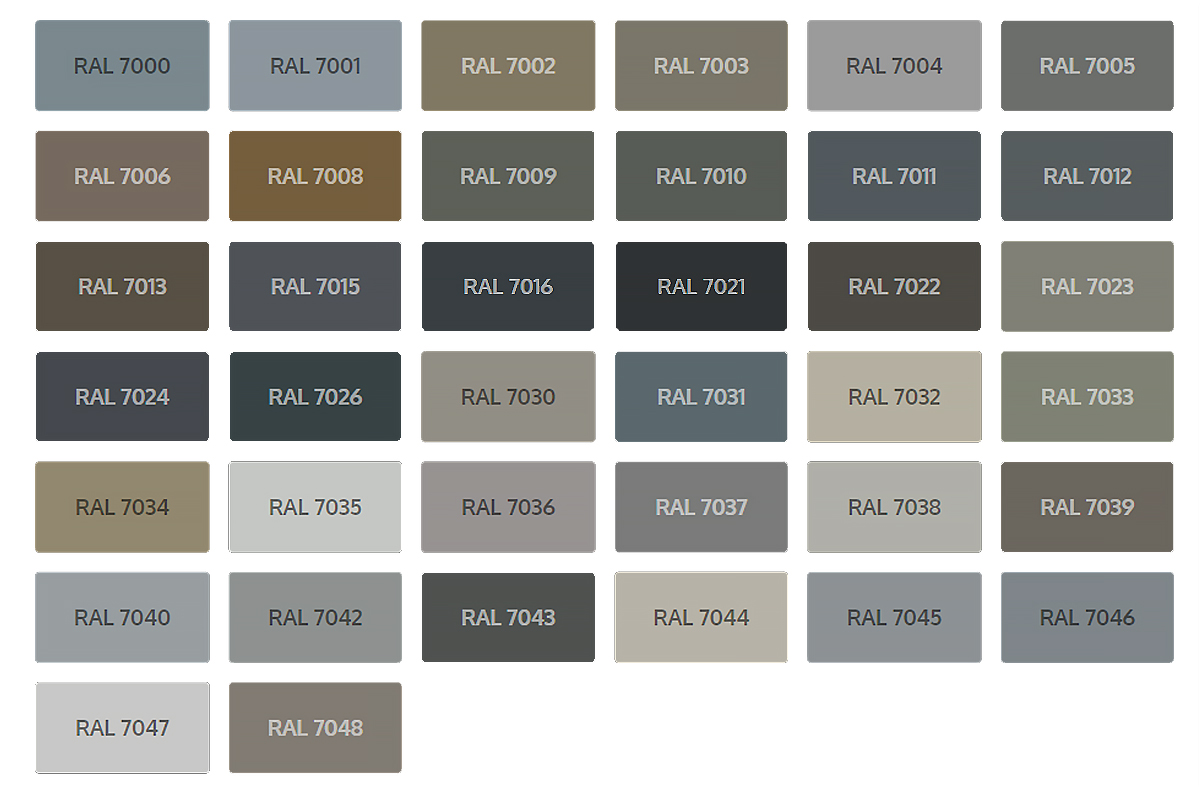 серая серия цветов ral
